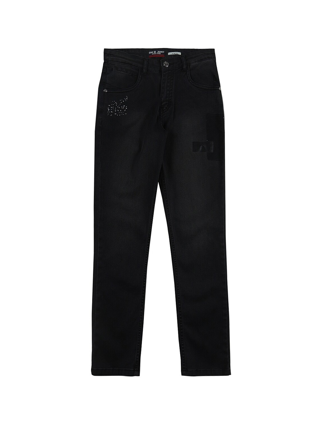 

Gini and Jony Boys Regular Fit Mid -Rise Low Distress Cotton Jeans, Black