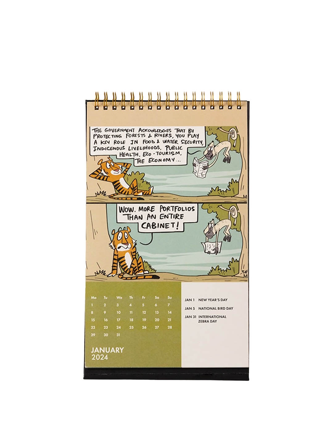 

happywagon Printed 2024 Tiger's India Desk Calendar, Brown