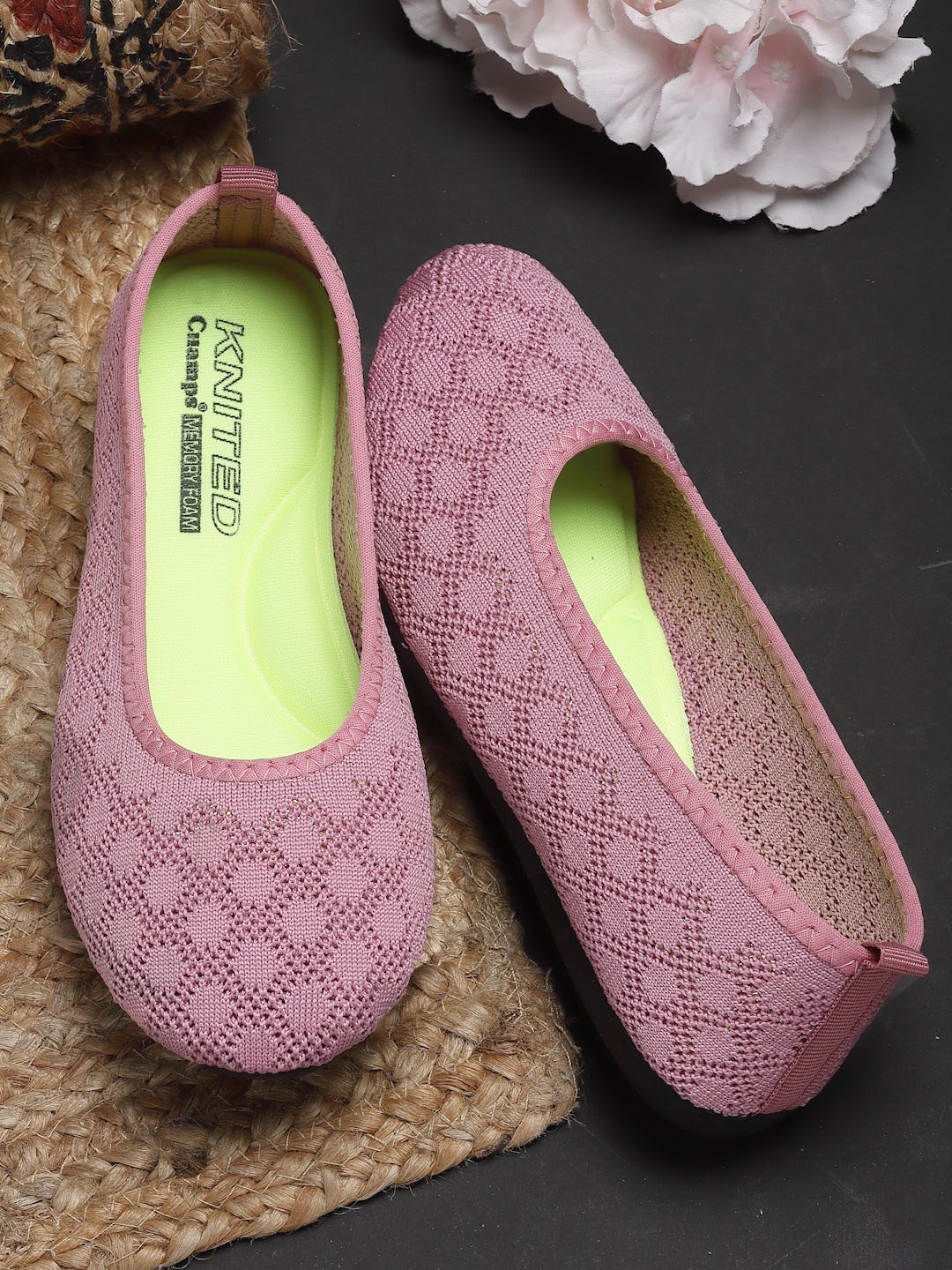 

Champs Textured Mesh Ballerinas, Mauve