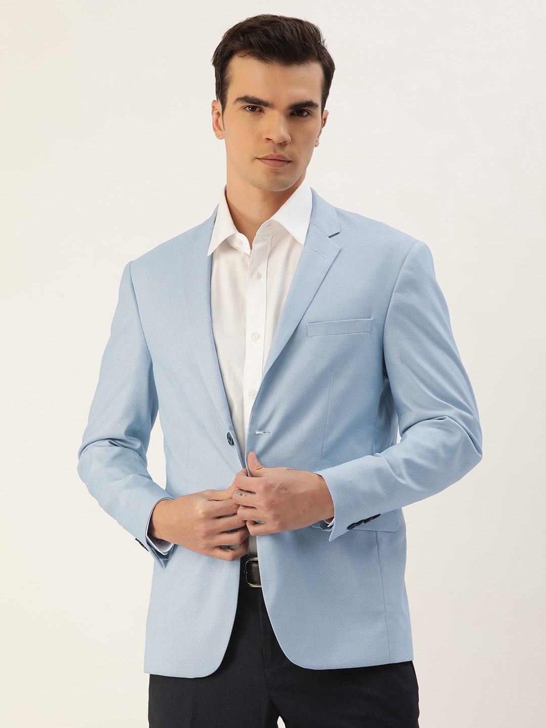 

Peter England Men Single-Breasted Formal Blazer, Blue