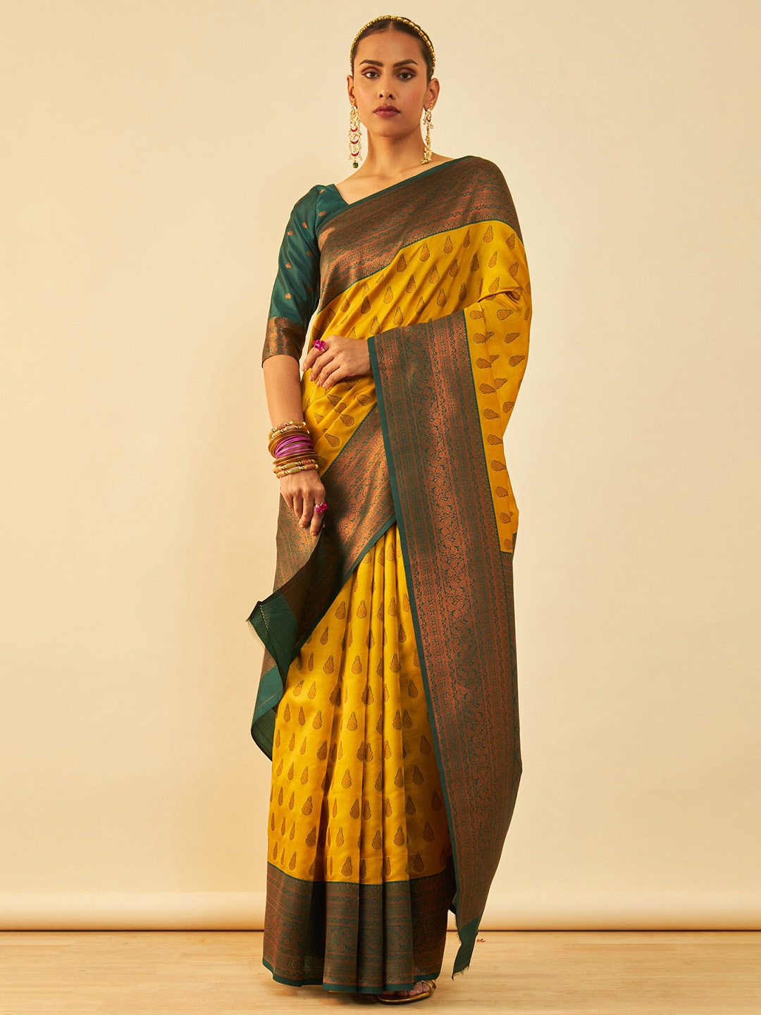 

Soch Woven Design Zari Saree, Mustard