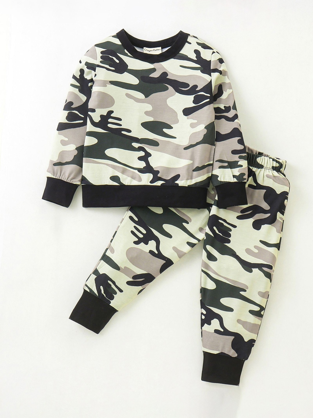 

CrayonFlakes Boys Camouflage Printed T-shirt and Shirt With Trousers, Brown