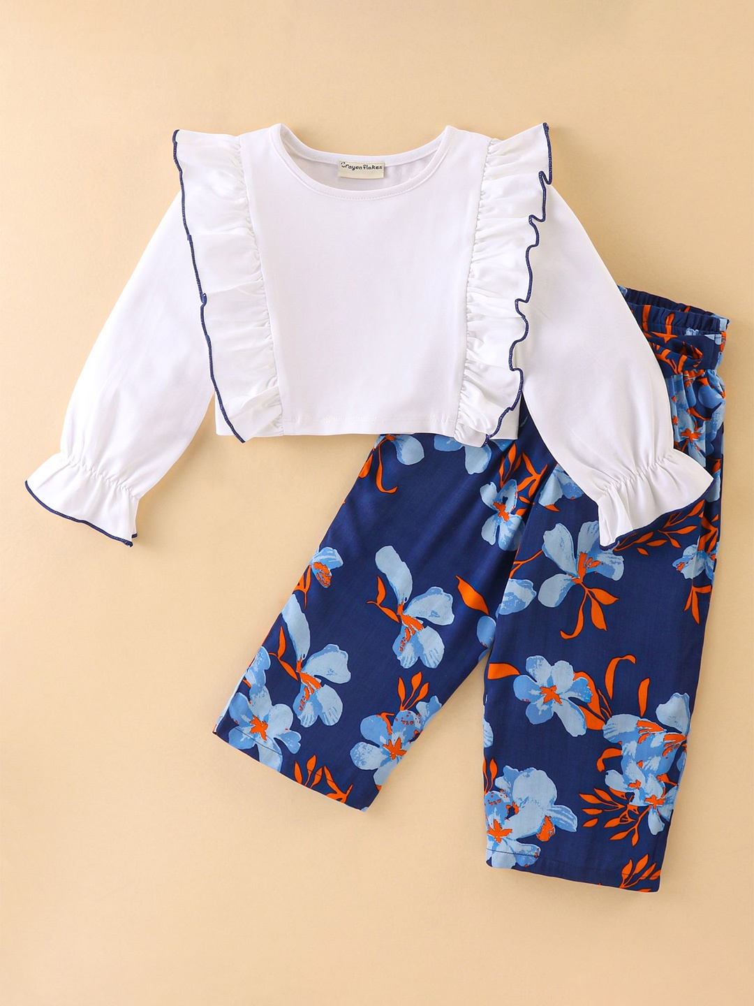 

CrayonFlakes Girls Round Neck Long Sleeves Top With Palazzos, Blue