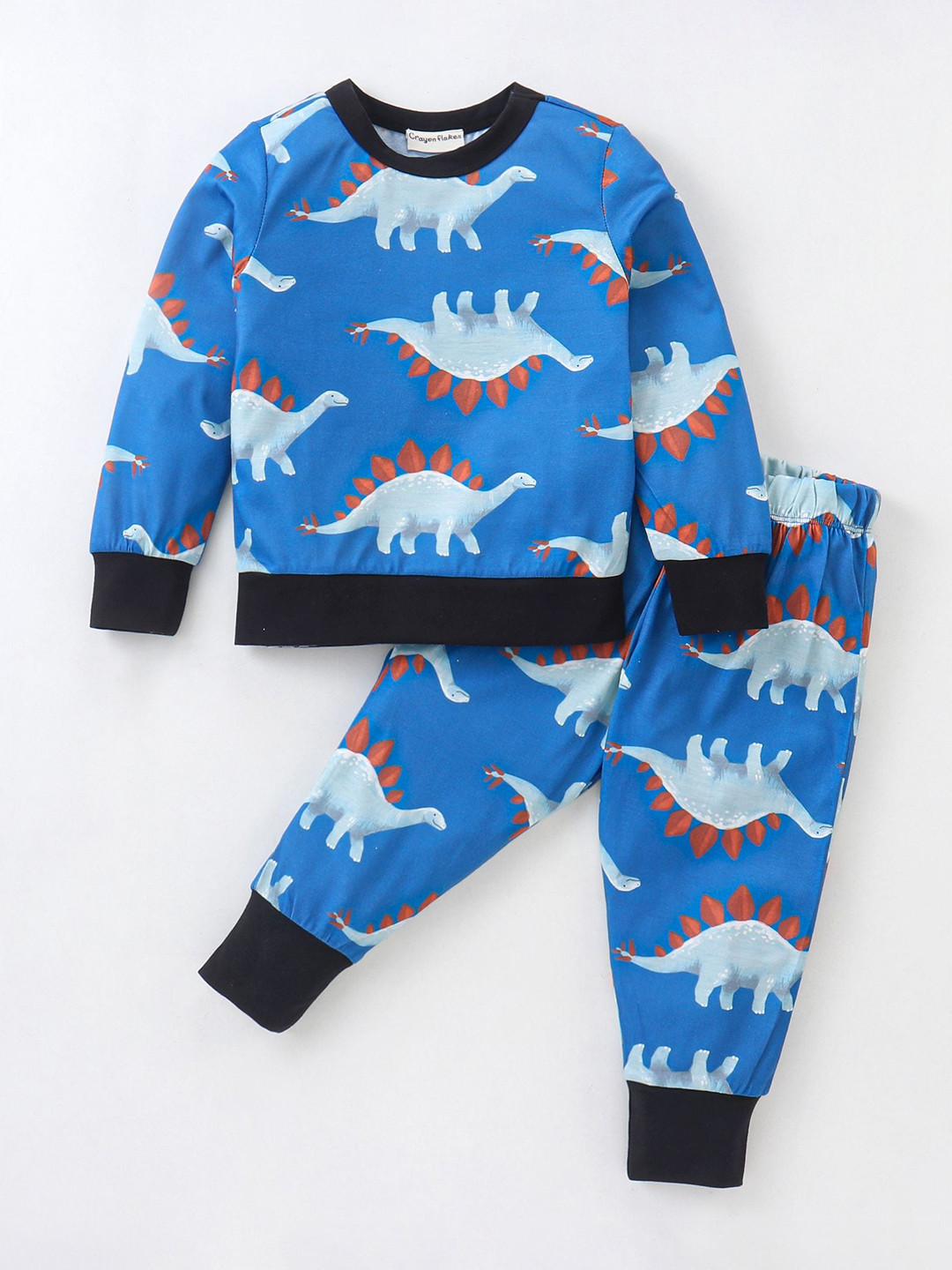 

CrayonFlakes Boys Printed Round Neck Long Sleeve T-shirt With Trousers, Blue
