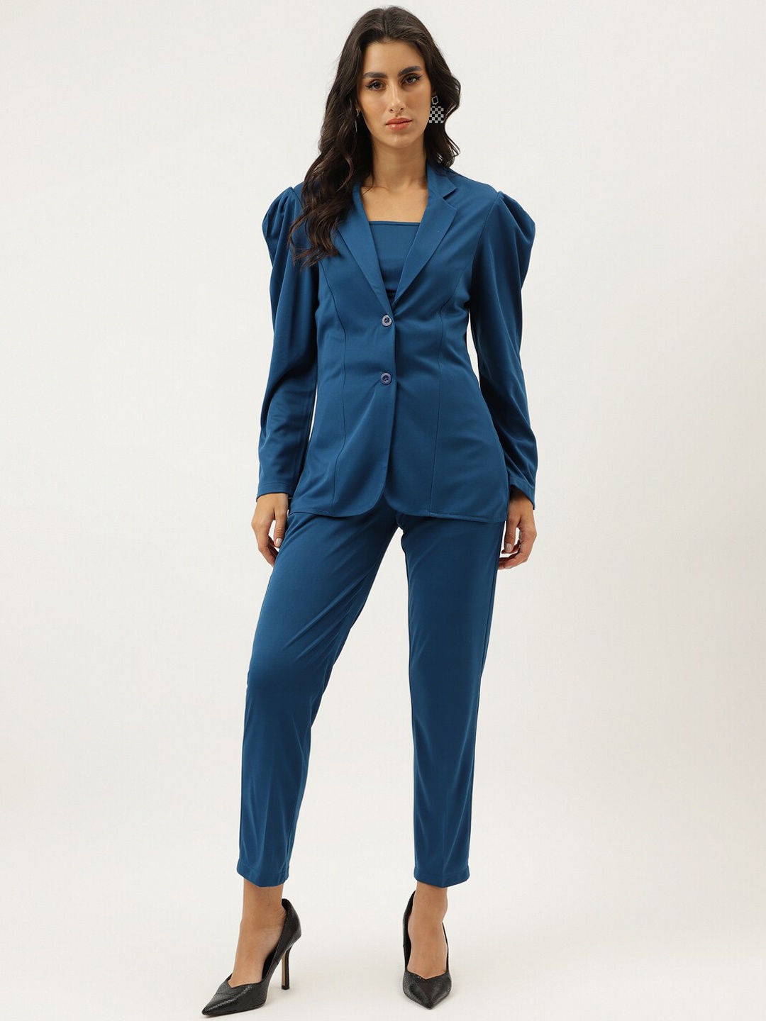 

TRYMISFIT Lapel Collar Coat With Trousers Co-Ords, Blue