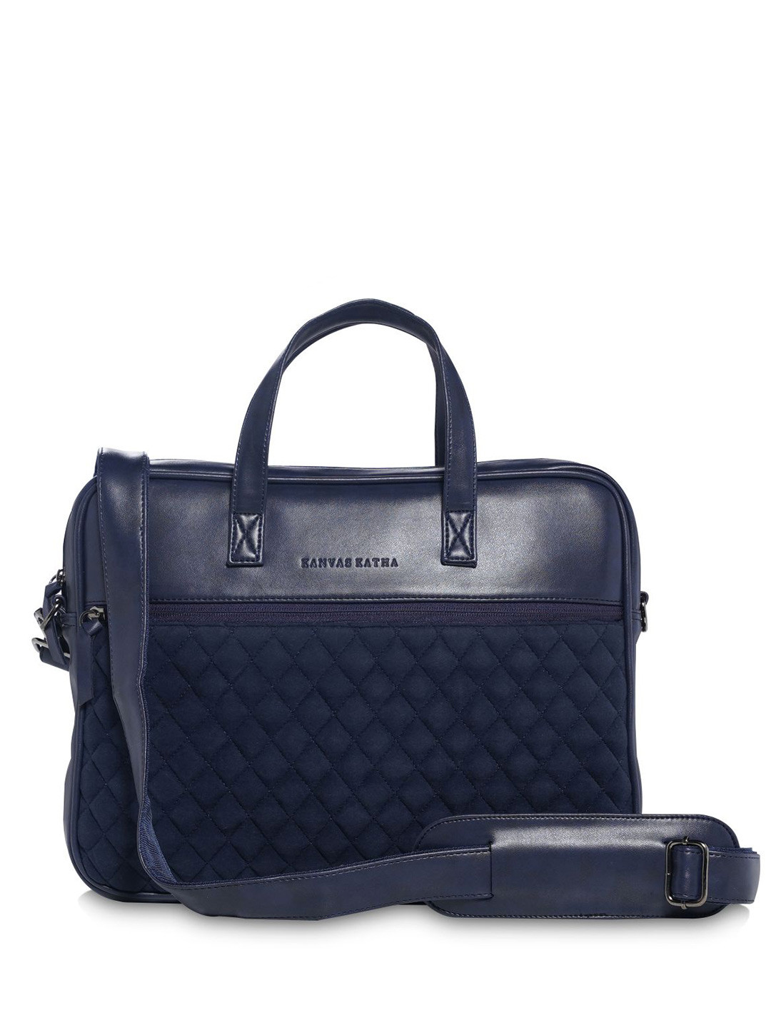 

Kanvas Katha Unisex Textured PU Laptop Bag Up to 14 inch, Navy blue