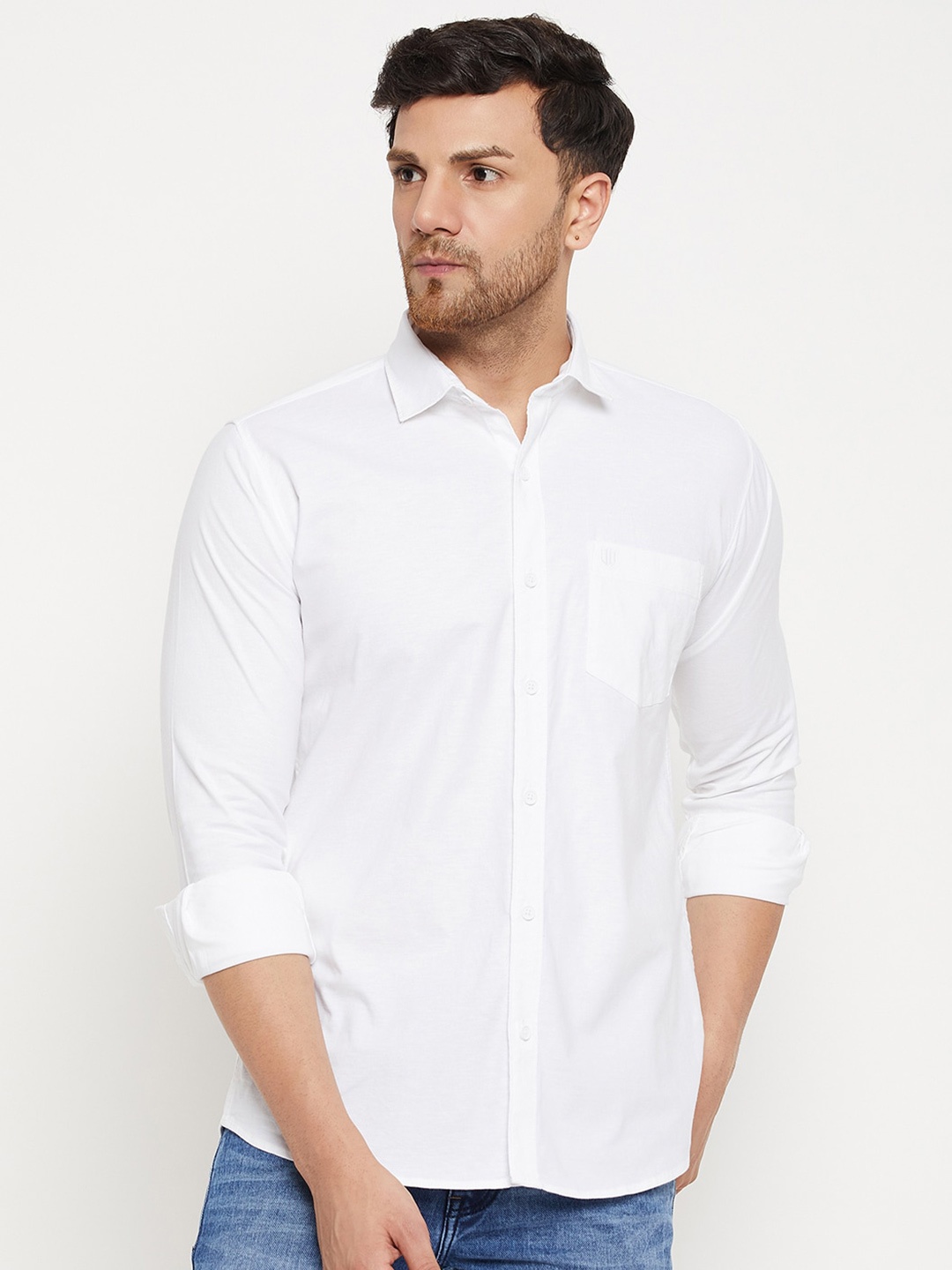 

Duke Slim Fit Spread Collar Cotton Casual Shirt, White