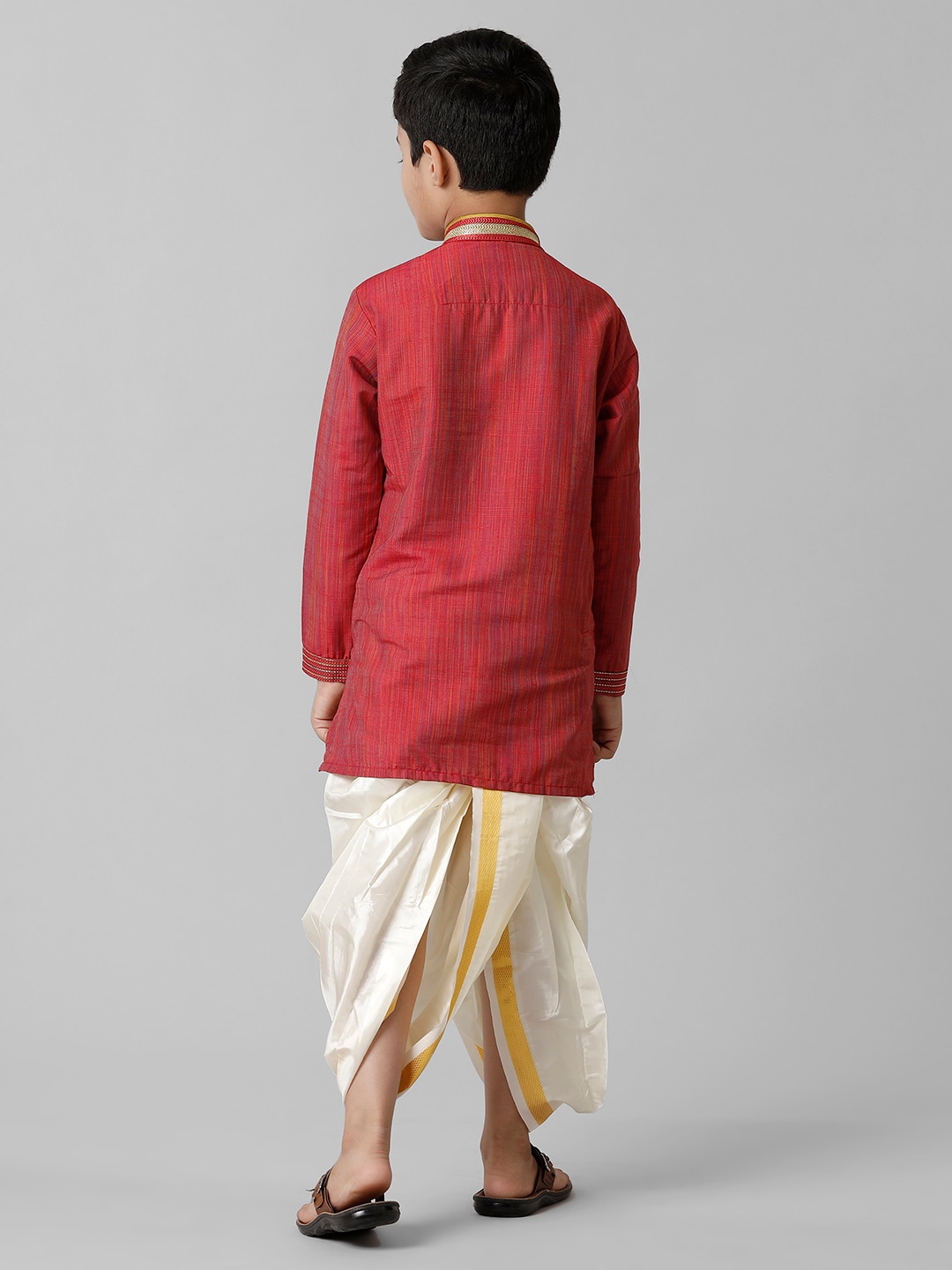 

Ramraj Boys Mandarin Collar Kurta & Dhoti Pants, Red