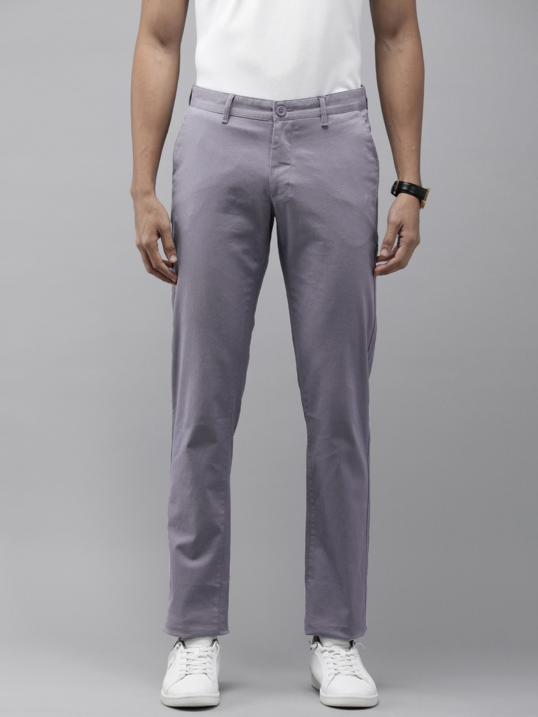 

Van Heusen Sport Men Printed Slim Fit Chinos Trousers, Grey