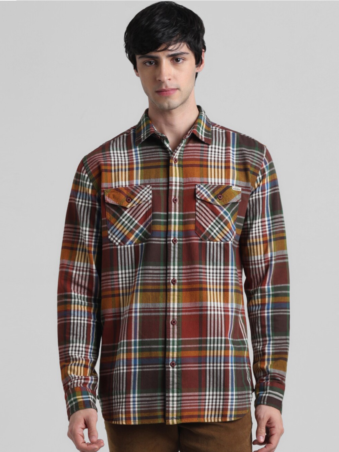 

Jack & Jones Tartan Checked Regular Fit Pure Cotton Casual Shirt, Brown