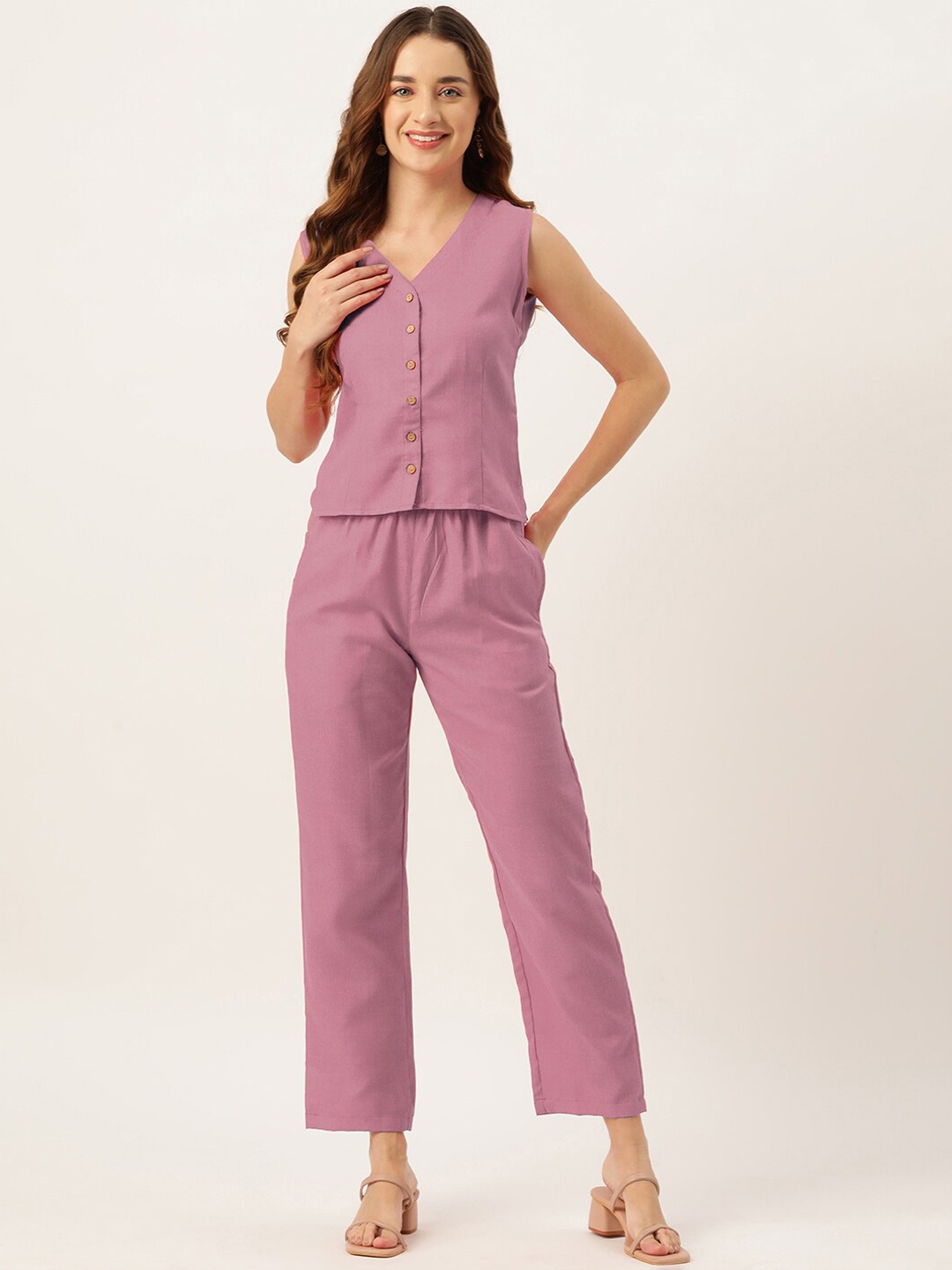 

Molcha Top With Trousers Co-Ords, Pink