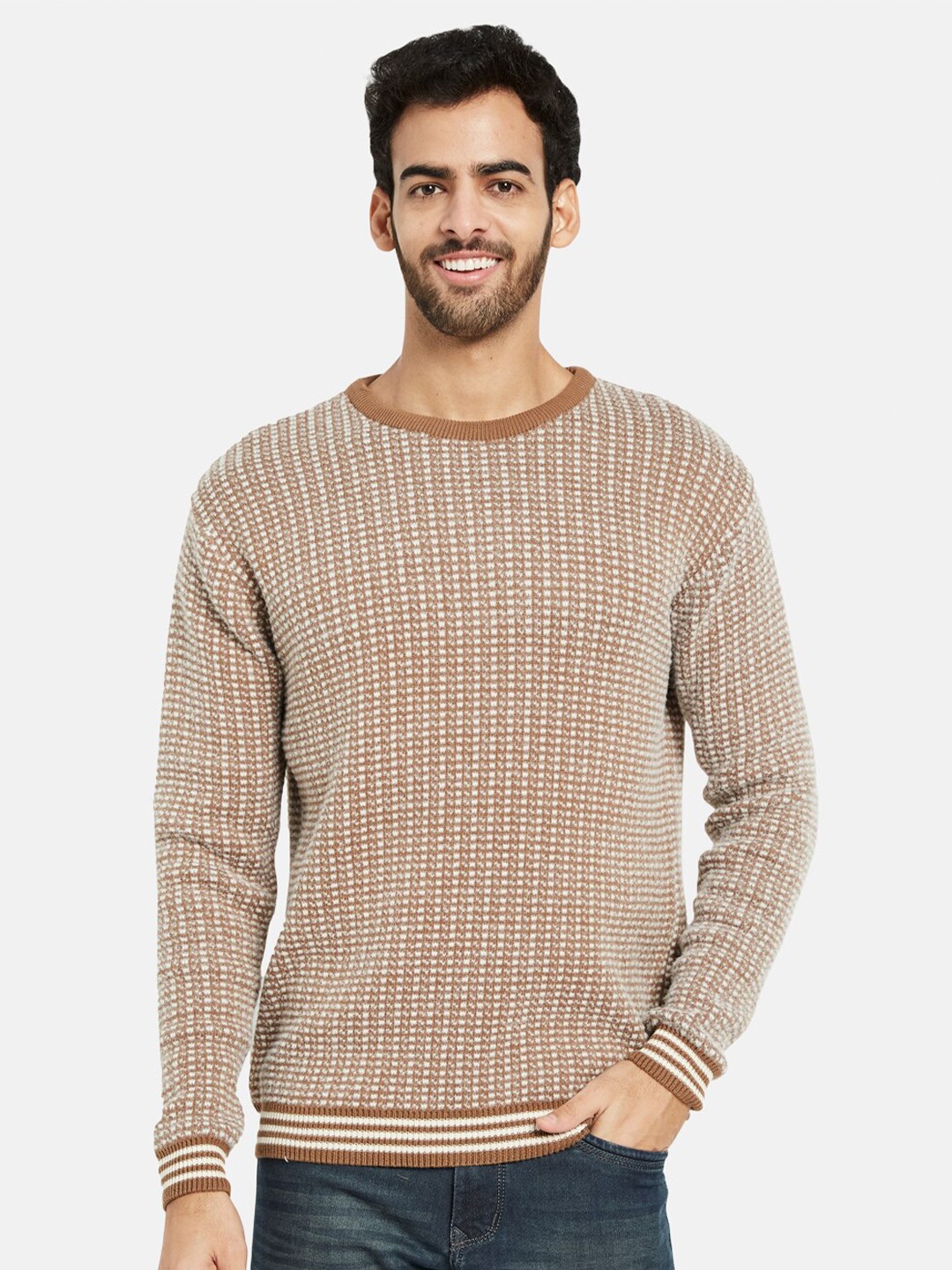 

METTLE Cable Knit Long Sleeves Pullover, Brown