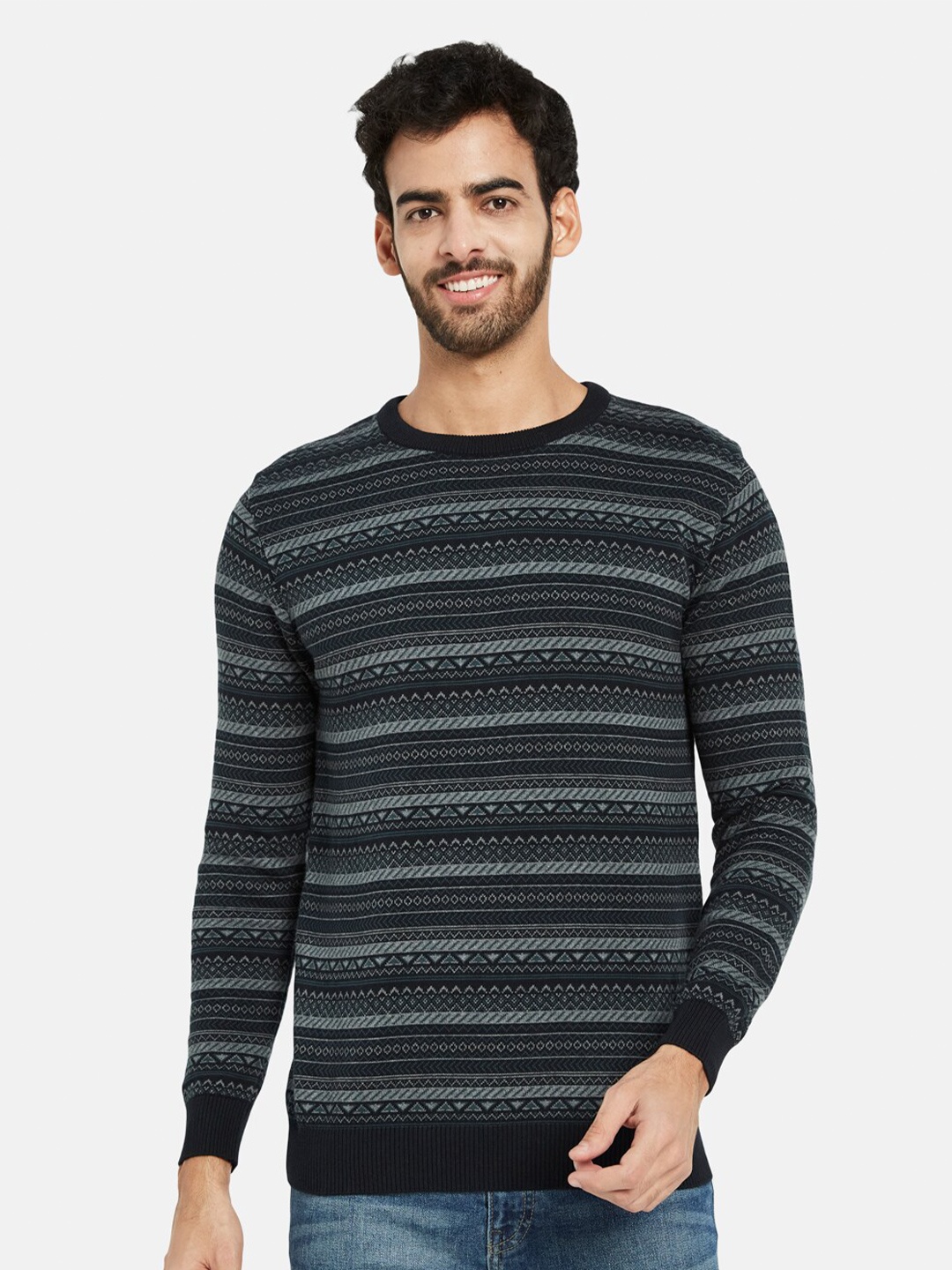 

METTLE Striped Long Sleeves Pullover, Navy blue