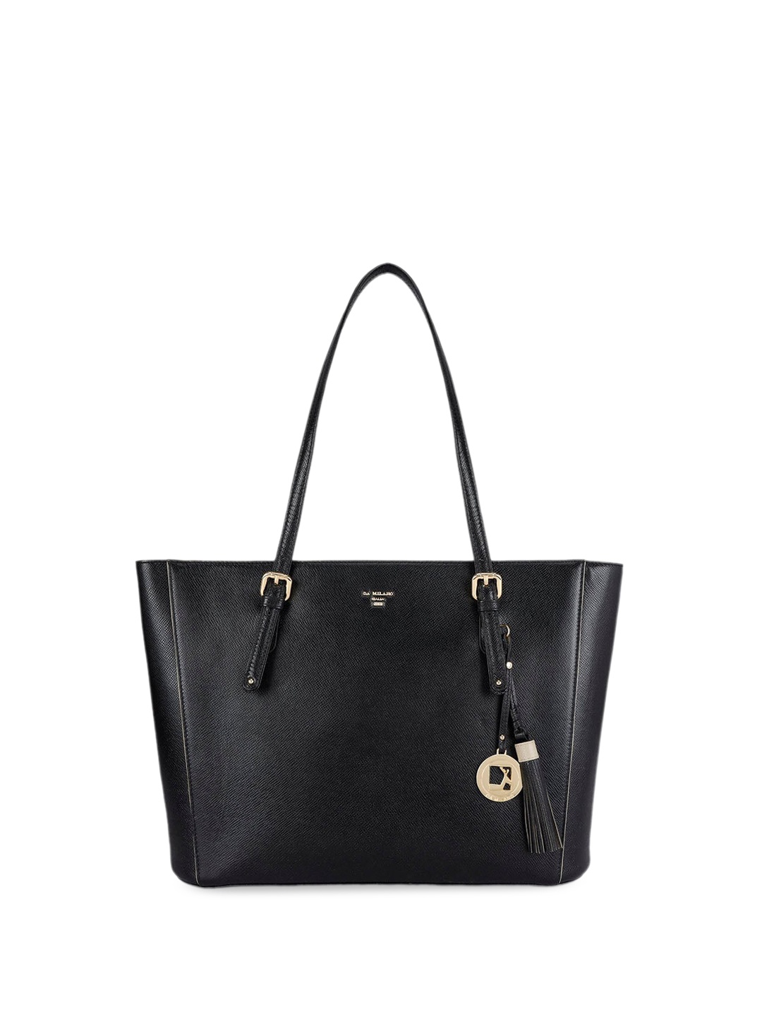 

Da Milano Textured Leather Structured Shoulder Bag, Black