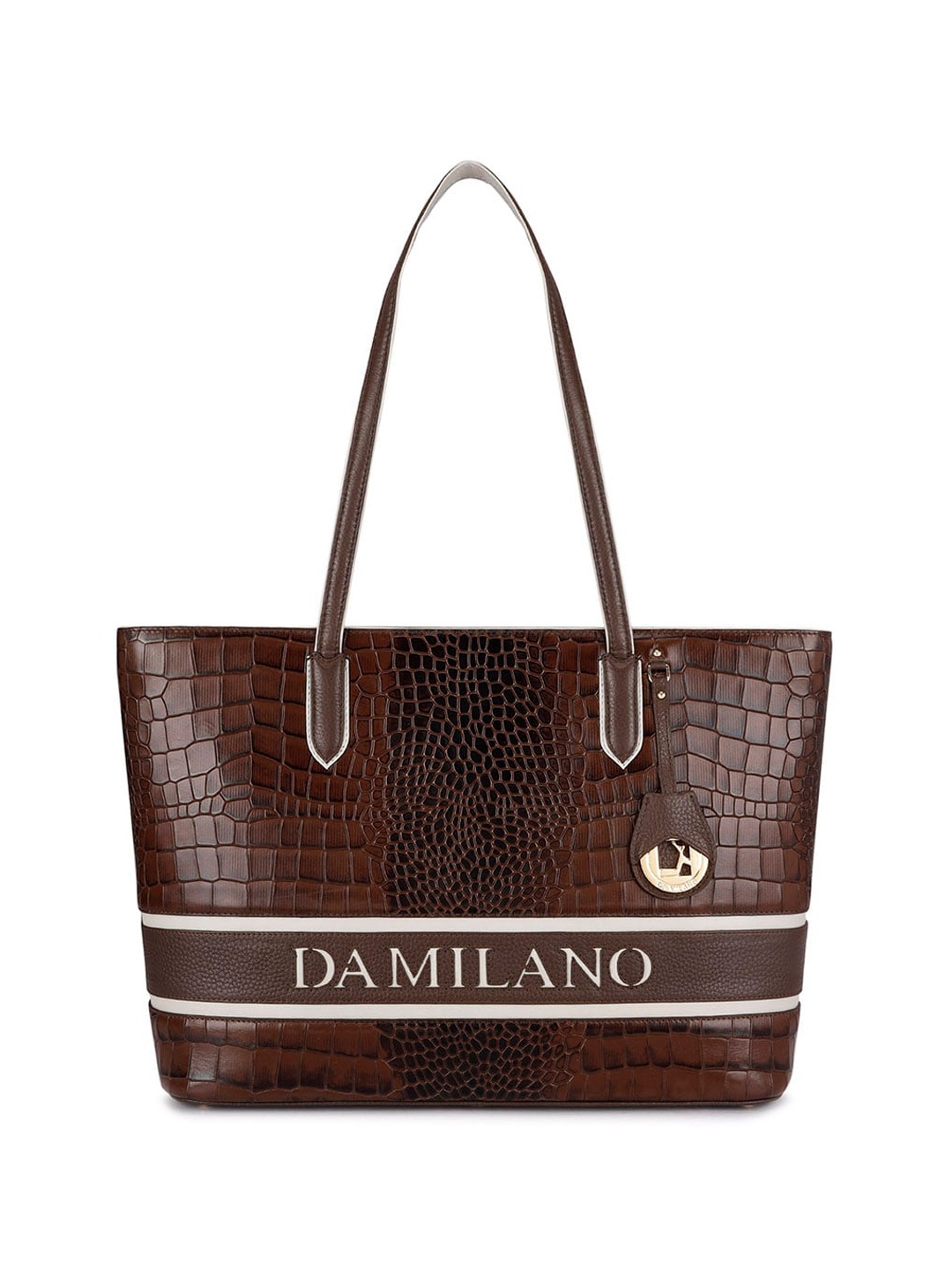 

Da Milano Textured Structured Leather Shoulder Bag, Brown