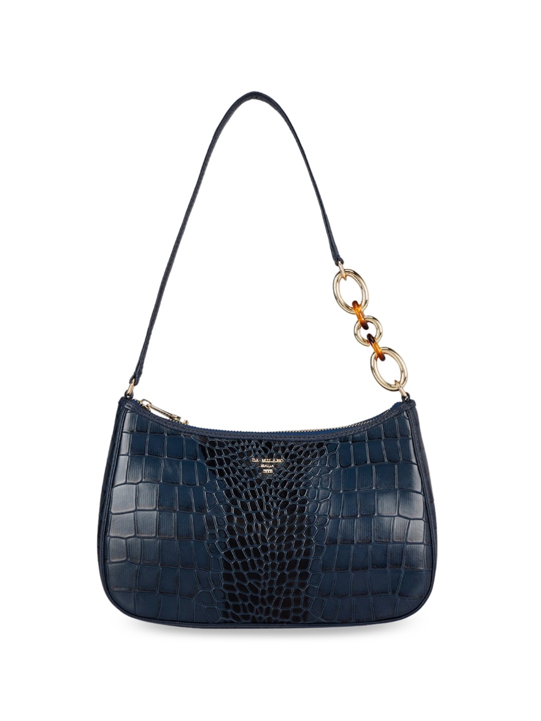 

Da Milano Textured Leather Structured Shoulder Bag, Blue