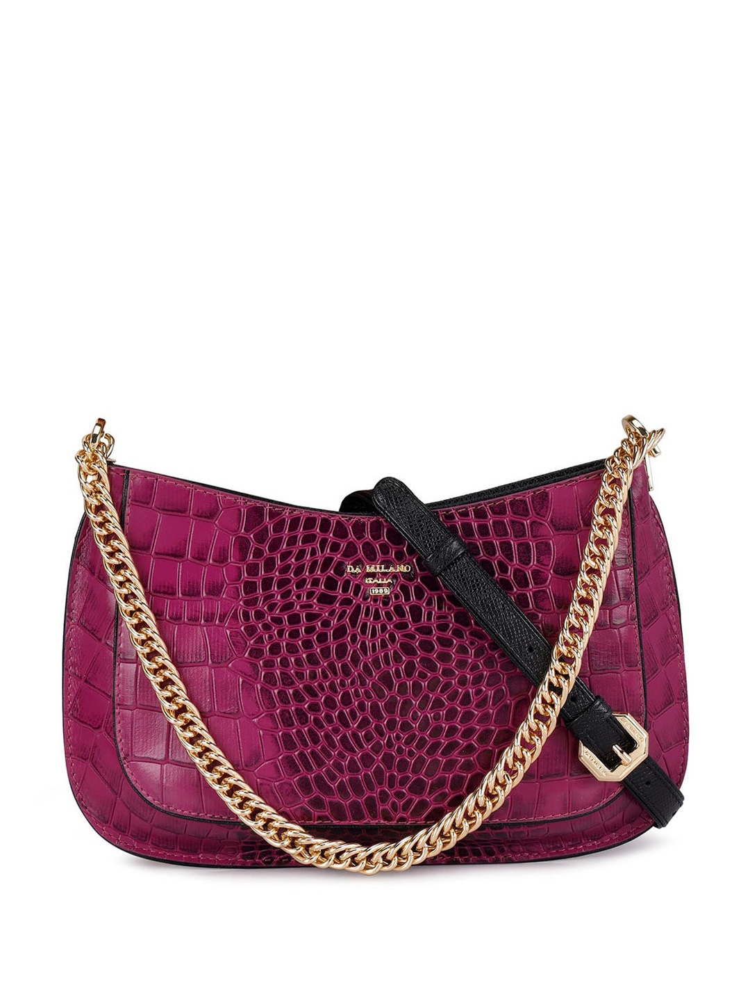 

Da Milano Textured Structured Leather Sling Bag, Purple
