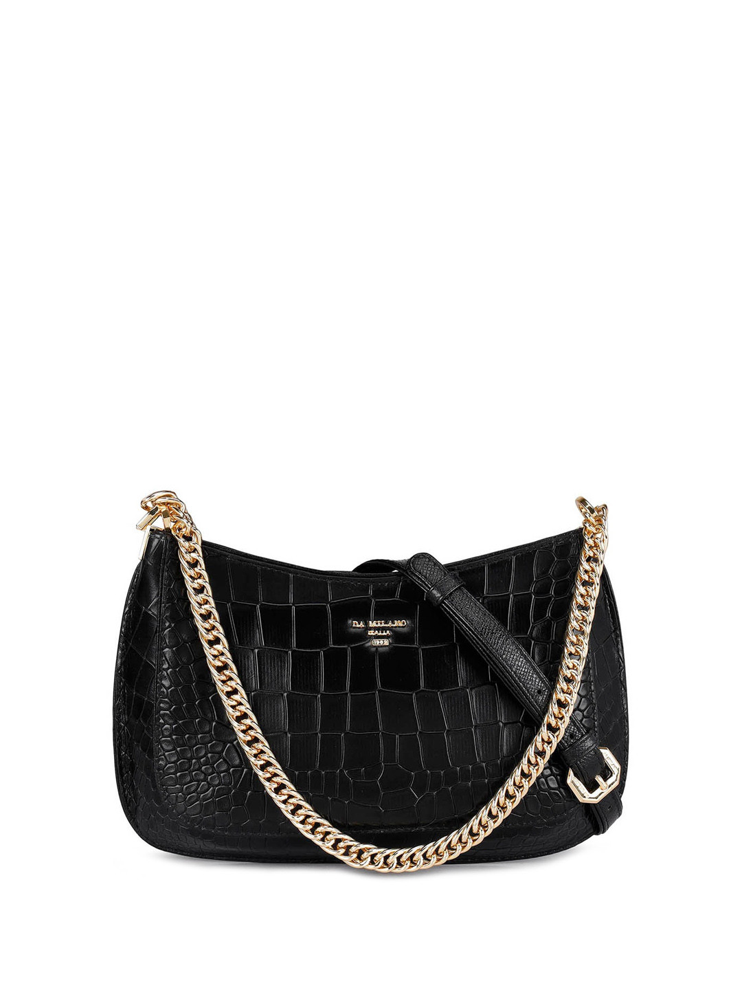 

Da Milano Textured Leather Structured Shoulder Bag, Black