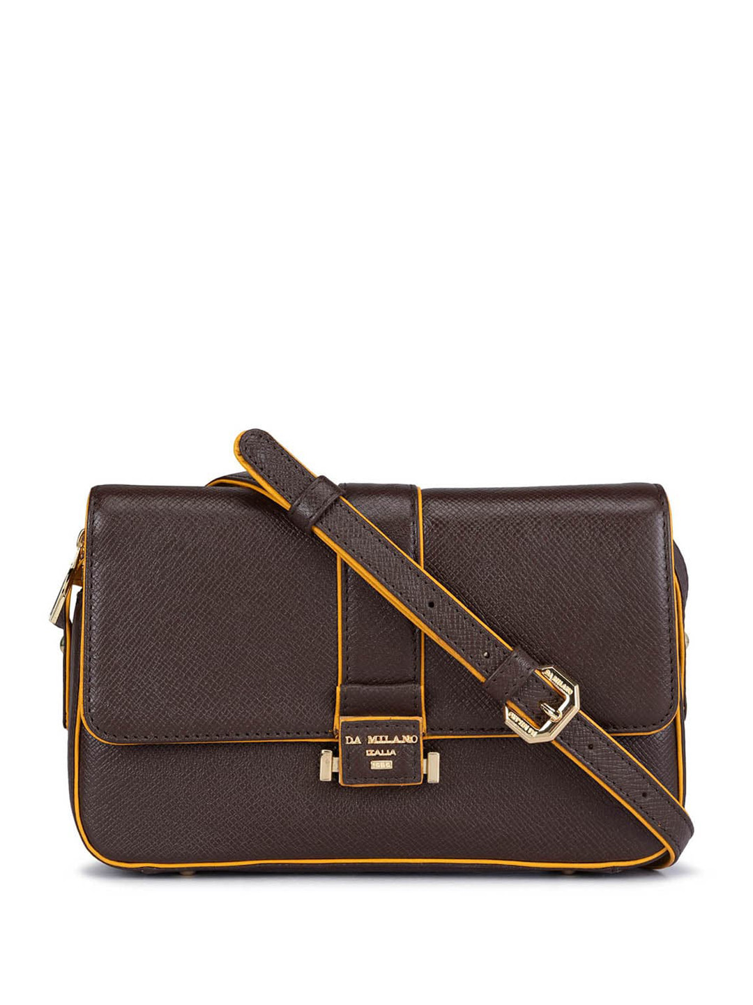 

Da Milano Leather Structured Sling Bag, Brown