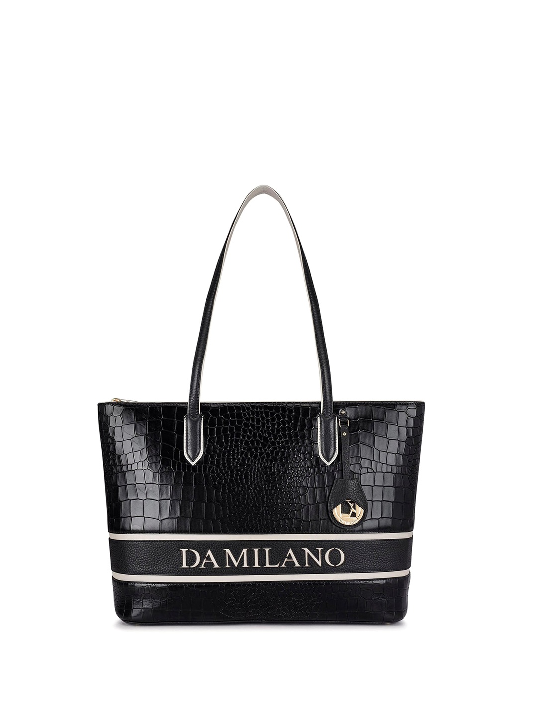 

Da Milano Textured Leather Structured Shoulder Bag, Black