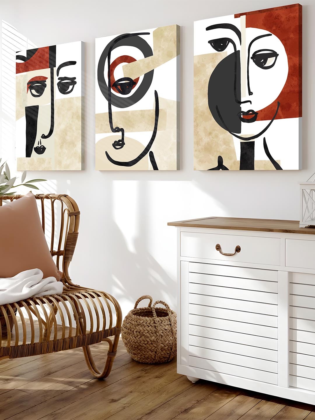 

Art Street Red & Black 3 Pieces Abstract Printed Stretched Canvas Painting Wall Art
