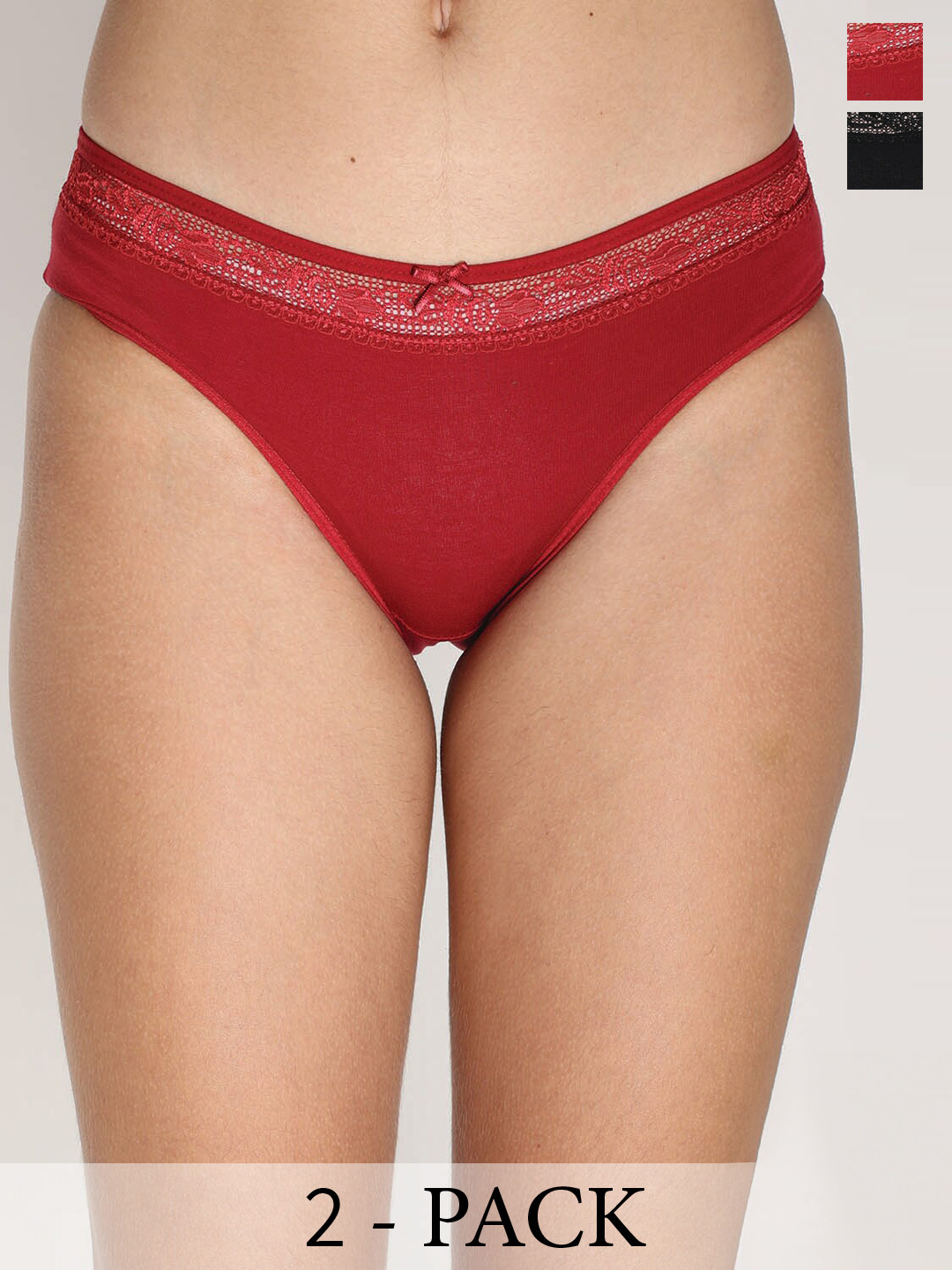 

Reveira Pack Of 2 Mid Rise Hipster Briefs, Red