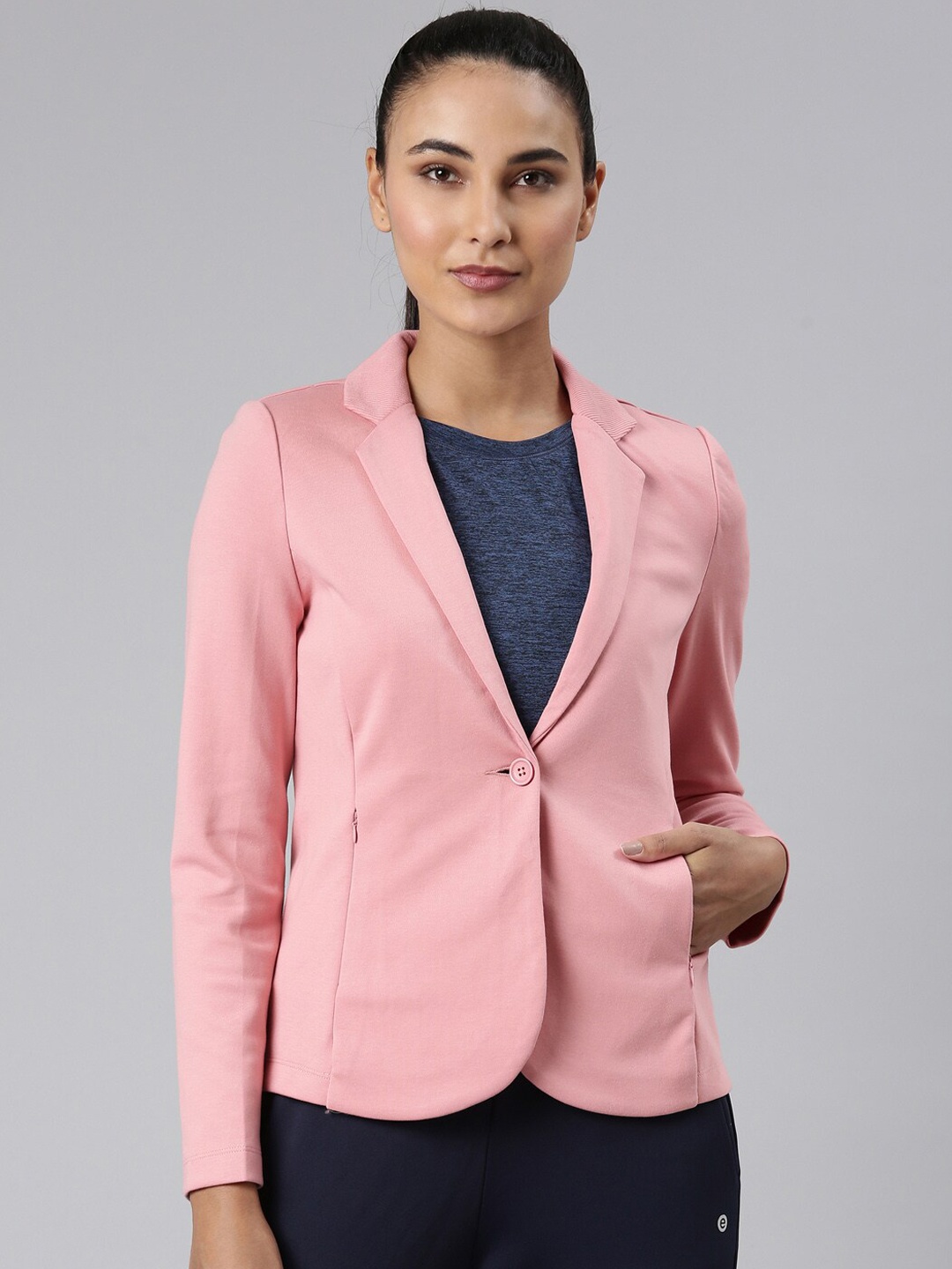 

Enamor Dry Fit Cotton Single Breasted Blazers, Pink
