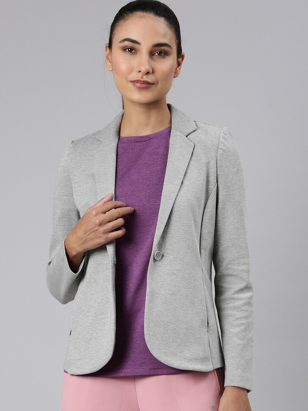 

Enamor Dry Fit Cotton Single Breasted Blazers, Grey