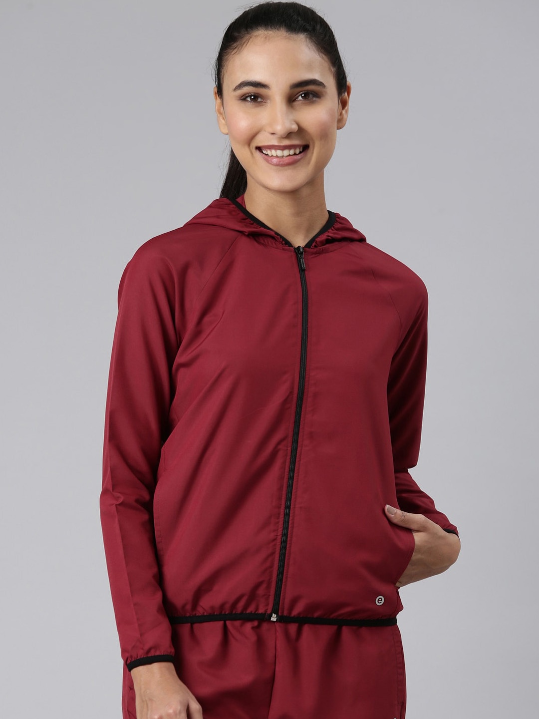 

Enamor Hooded Sporty Jacket, Maroon