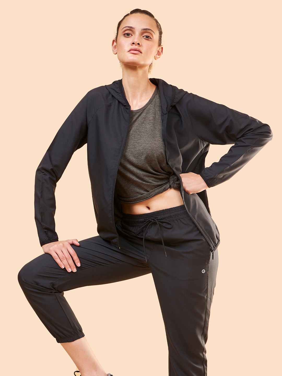 

Enamor Hooded Tailored Jacket, Black