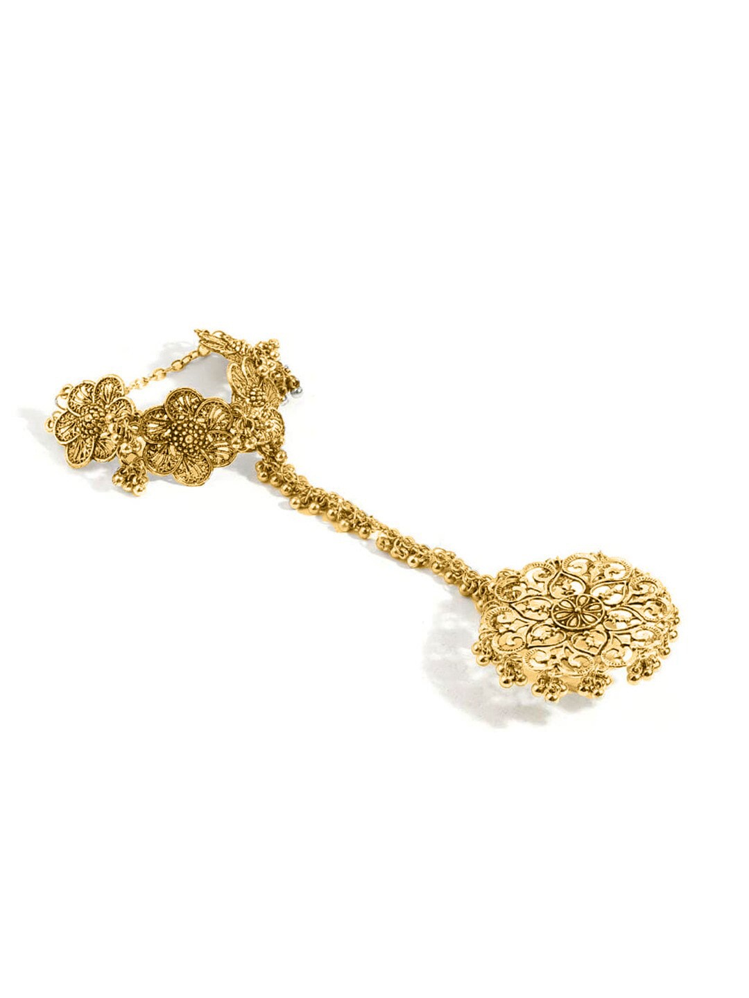

Krelin Gold-Plated Oxidised Floral Ring Bracelet