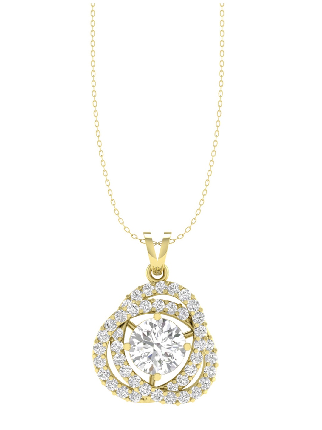 

ORIONZ Gold-Plated CZ-Studded Pendant With Chain, Yellow