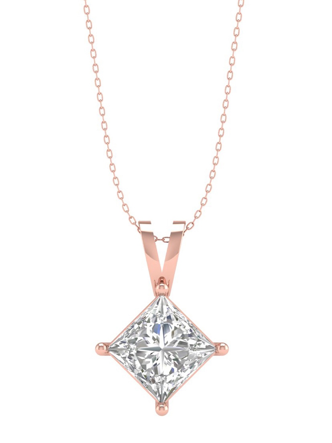 

ORIONZ Rose Gold-Plated CZ-Studded Pendant With Chain