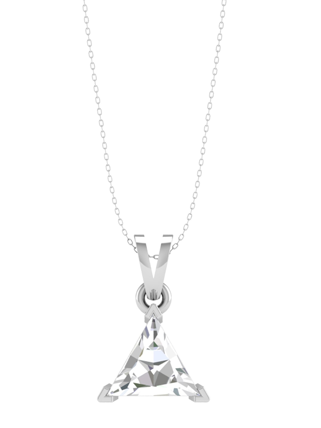 

ORIONZ Silver-Plated CZ-Studded Pendant With Chain, White