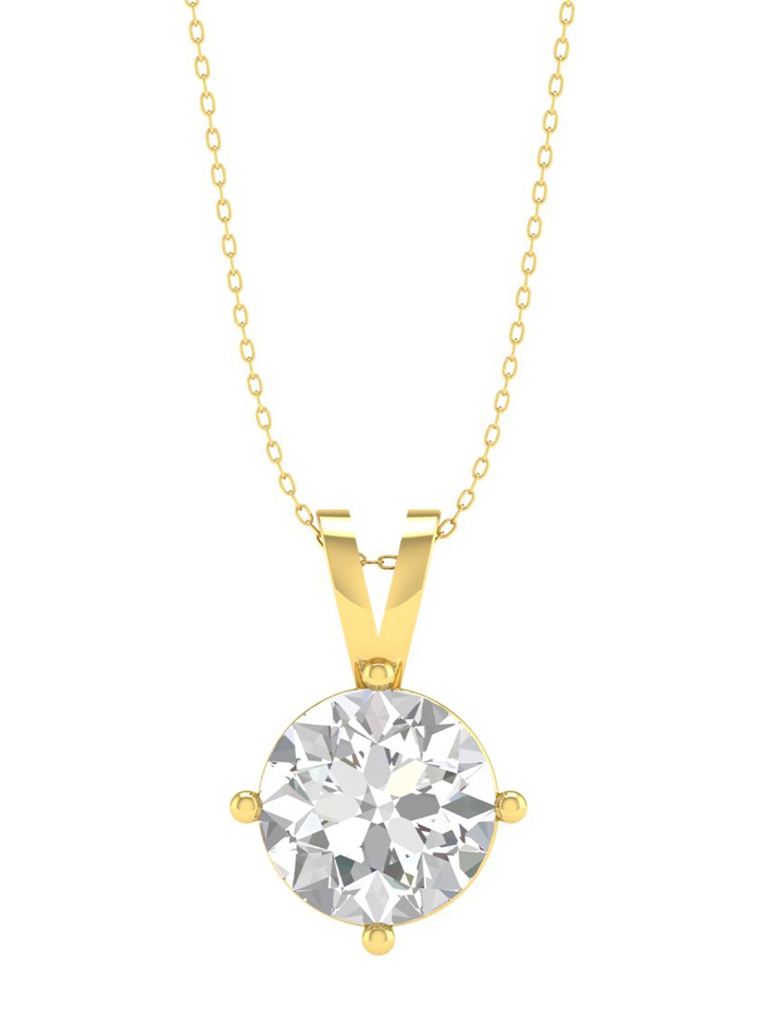 

ORIONZ Gold-Plated CZ-Studded Pendant With Chain, Yellow