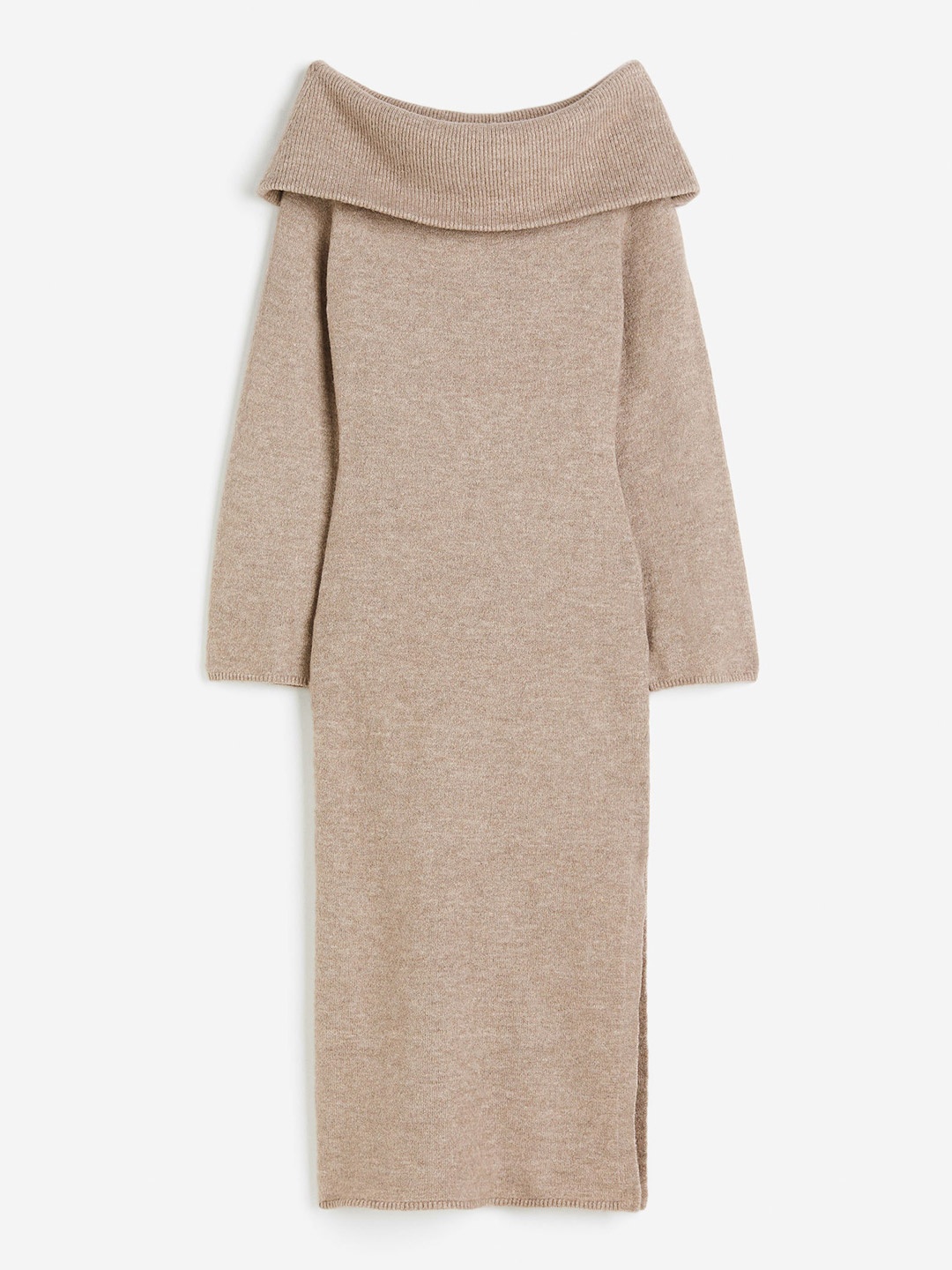 

H&M Knitted Off-The-Shoulder Dress, Beige