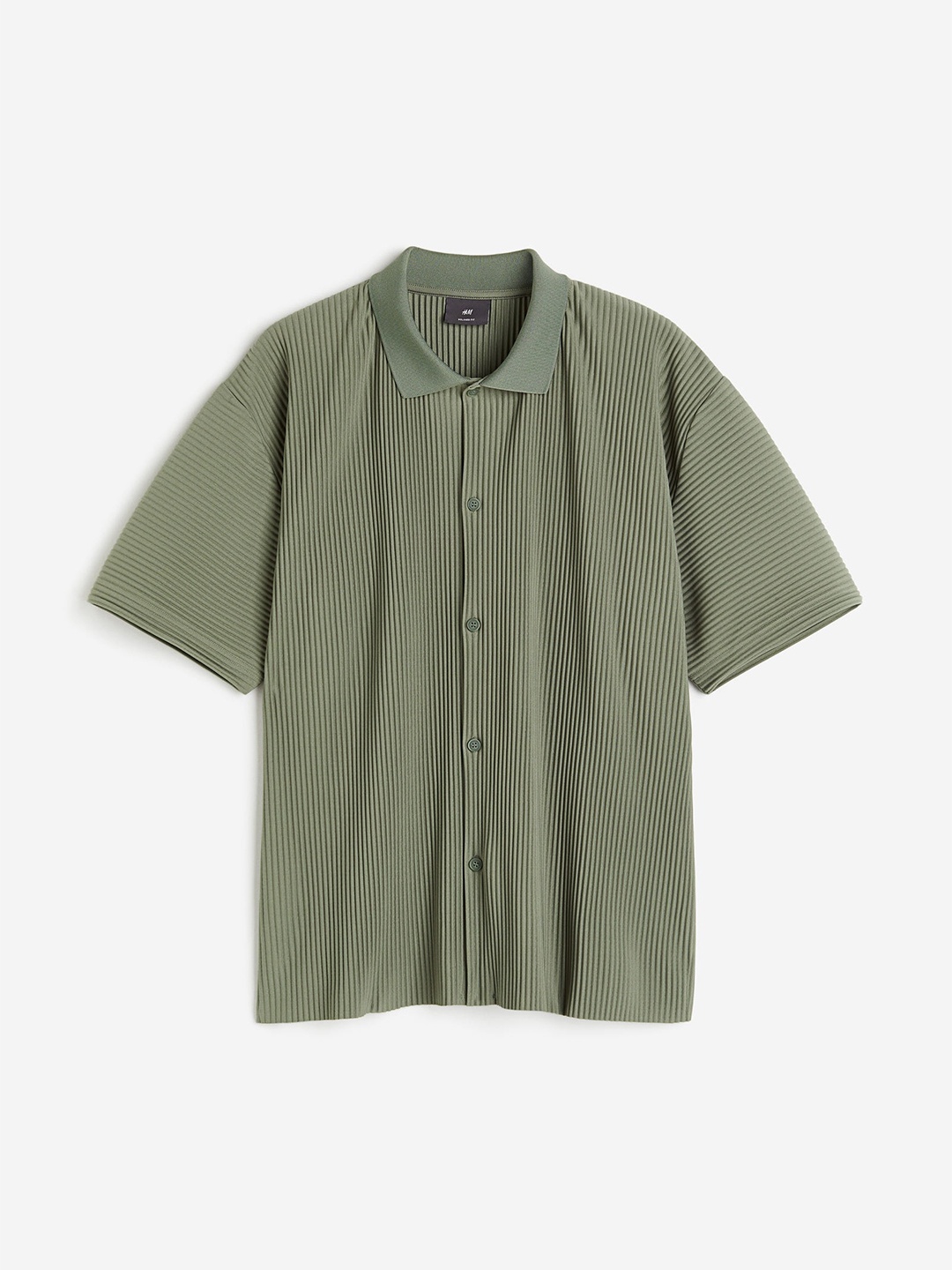 

H&M Relaxed Fit Pleated Shirt, Green