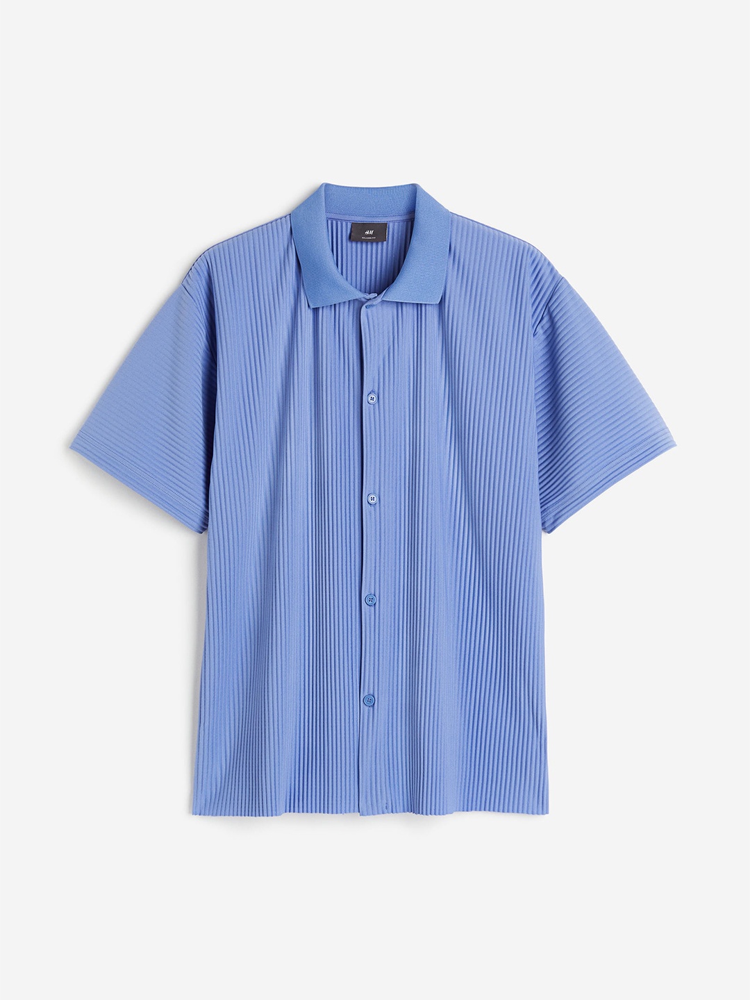 

H&M Men Relaxed Fit Pleated Shirt, Blue