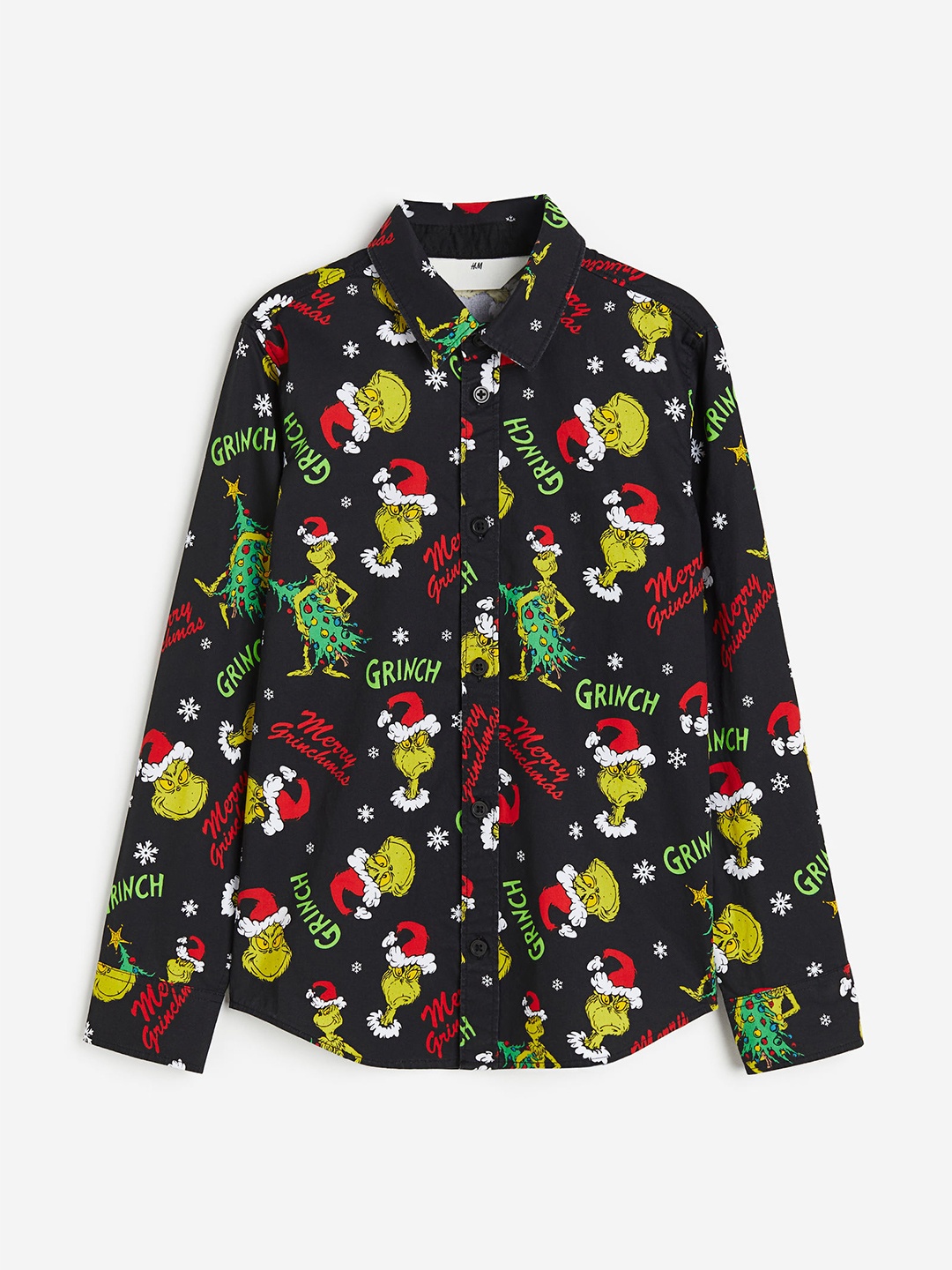 

H&M Patterned Cotton Shirt, Black