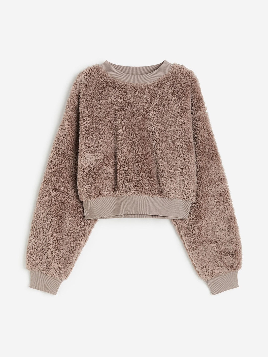 

H&M Girls Pile Sweatshirt, Beige