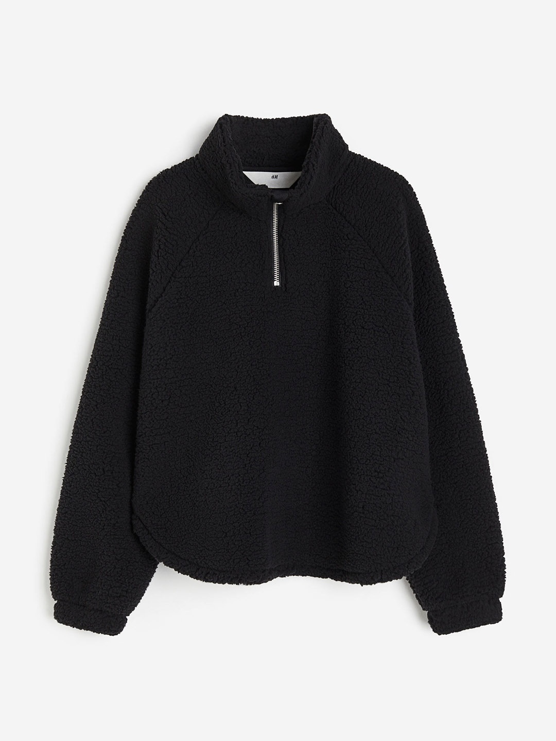

H&M Girls Pile Zip-Top Sweatshirt, Black