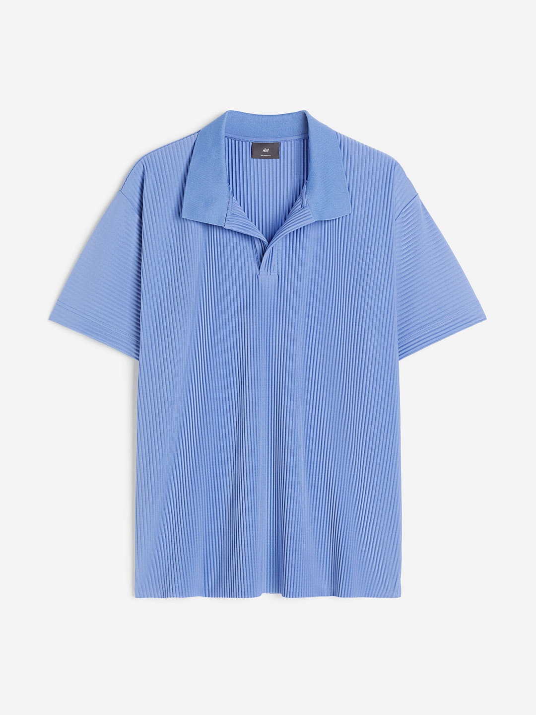 

H&M Men Relaxed Fit Pleated Polo Shirt, Blue