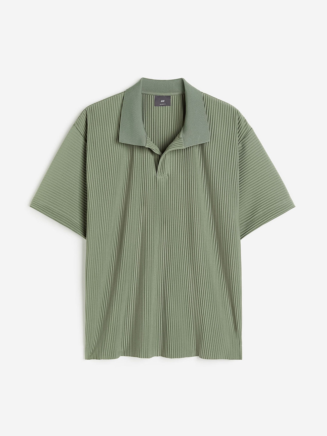 

H&M Men Relaxed Fit Pleated Polo Shirt, Green