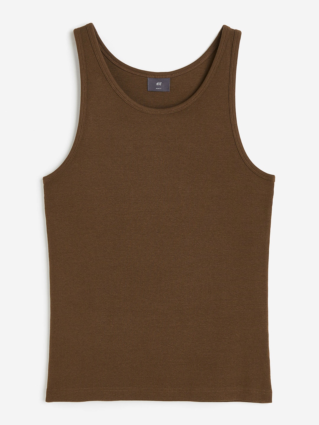 

H&M Men Slim Fit Ribbed Vest Top, Brown