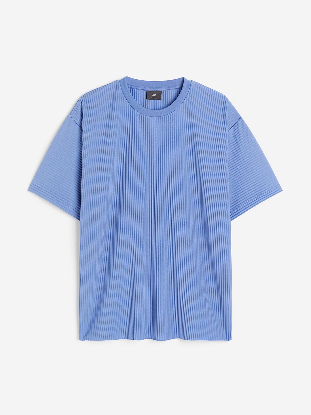 

H&M Men Relaxed Fit Pleated T-Shirt, Blue
