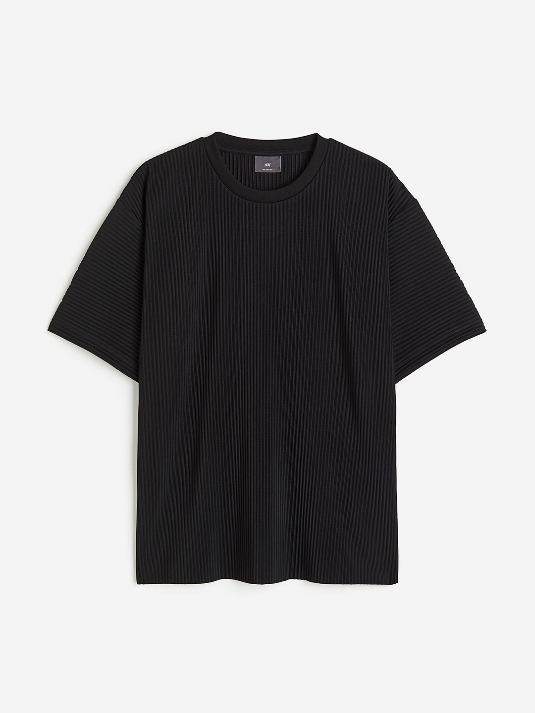

H&M Men Relaxed-Fit Pleated Tshirt, Black