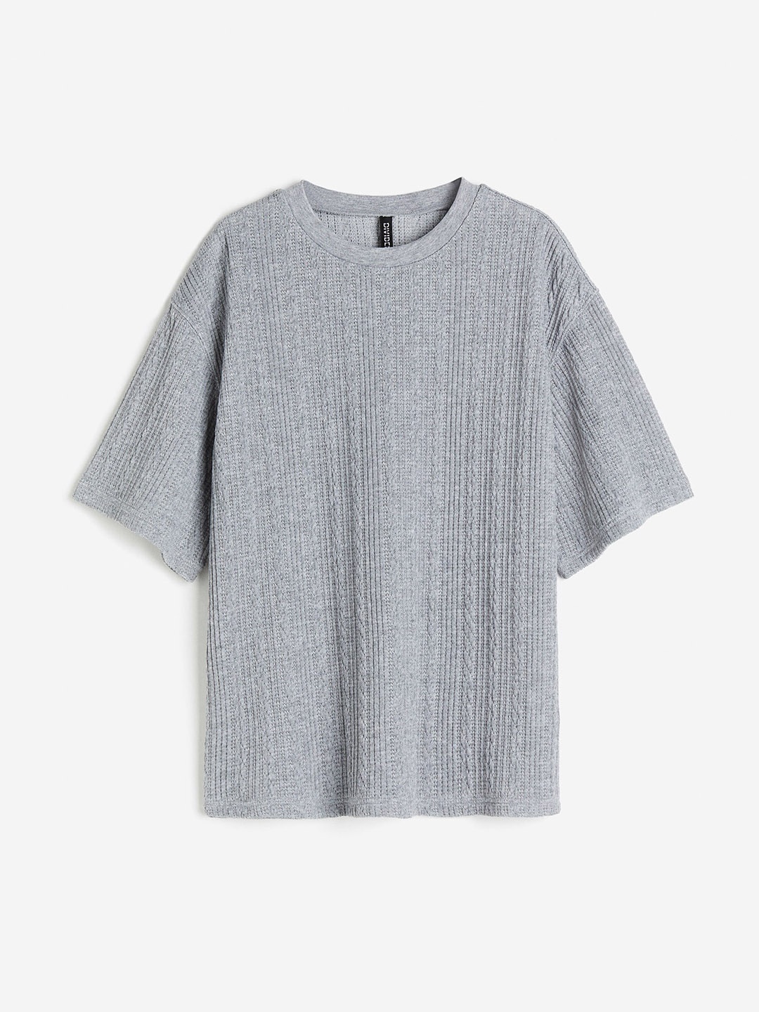 

H&M Women Oversized Textured T-Shirt, Grey