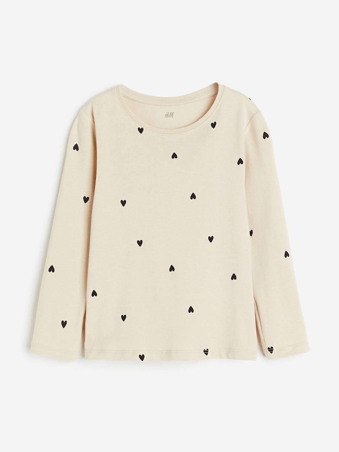

H&M Girls Long-Sleeved Jersey Top, Beige