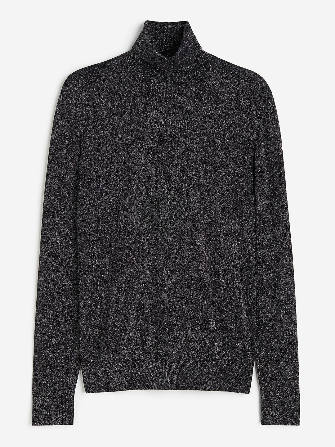 

H&M Slim Fit Glittery Polo-Neck Jumper, Black