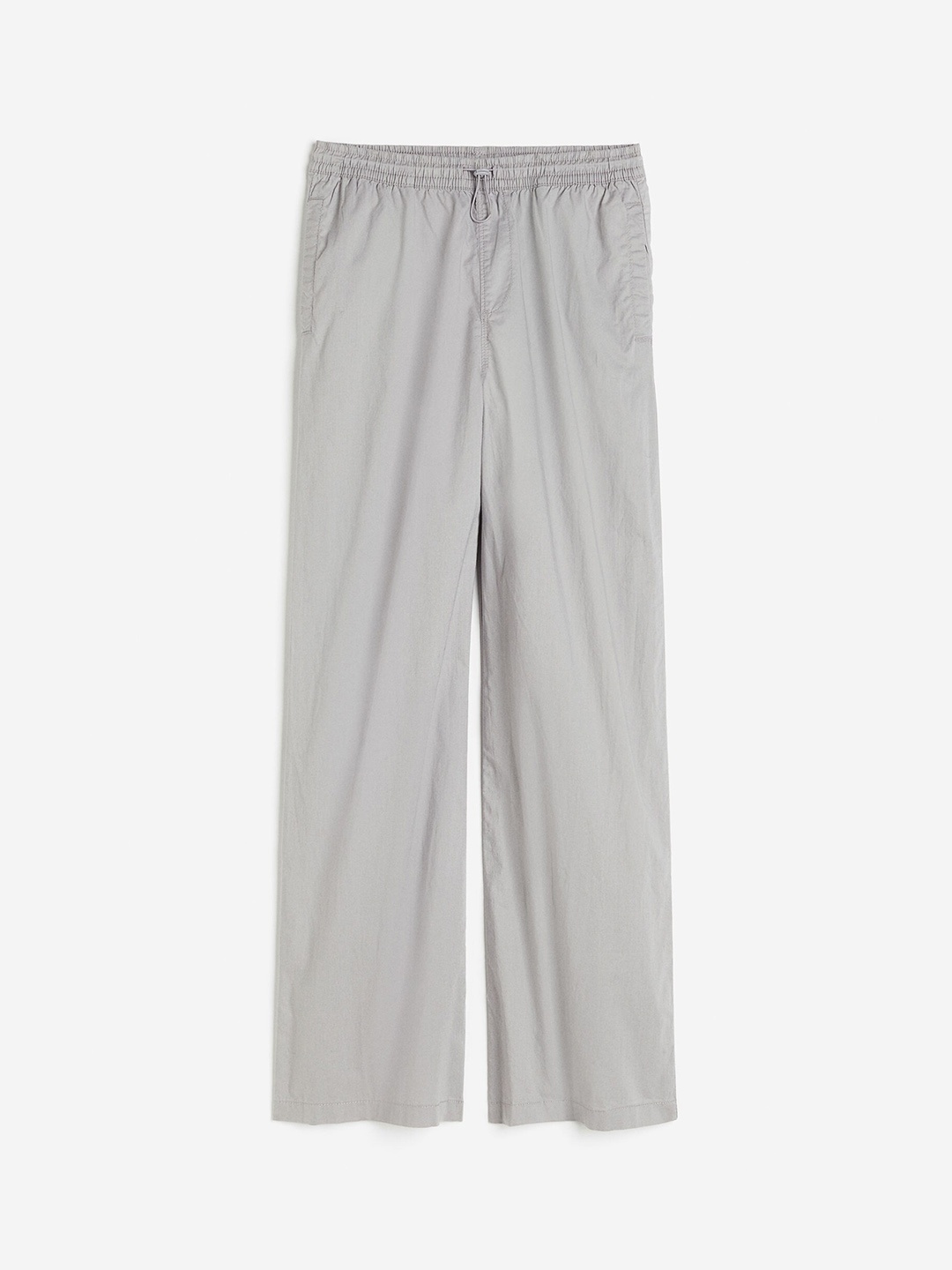 

H&M Women Poplin Pull-On Trousers, Grey